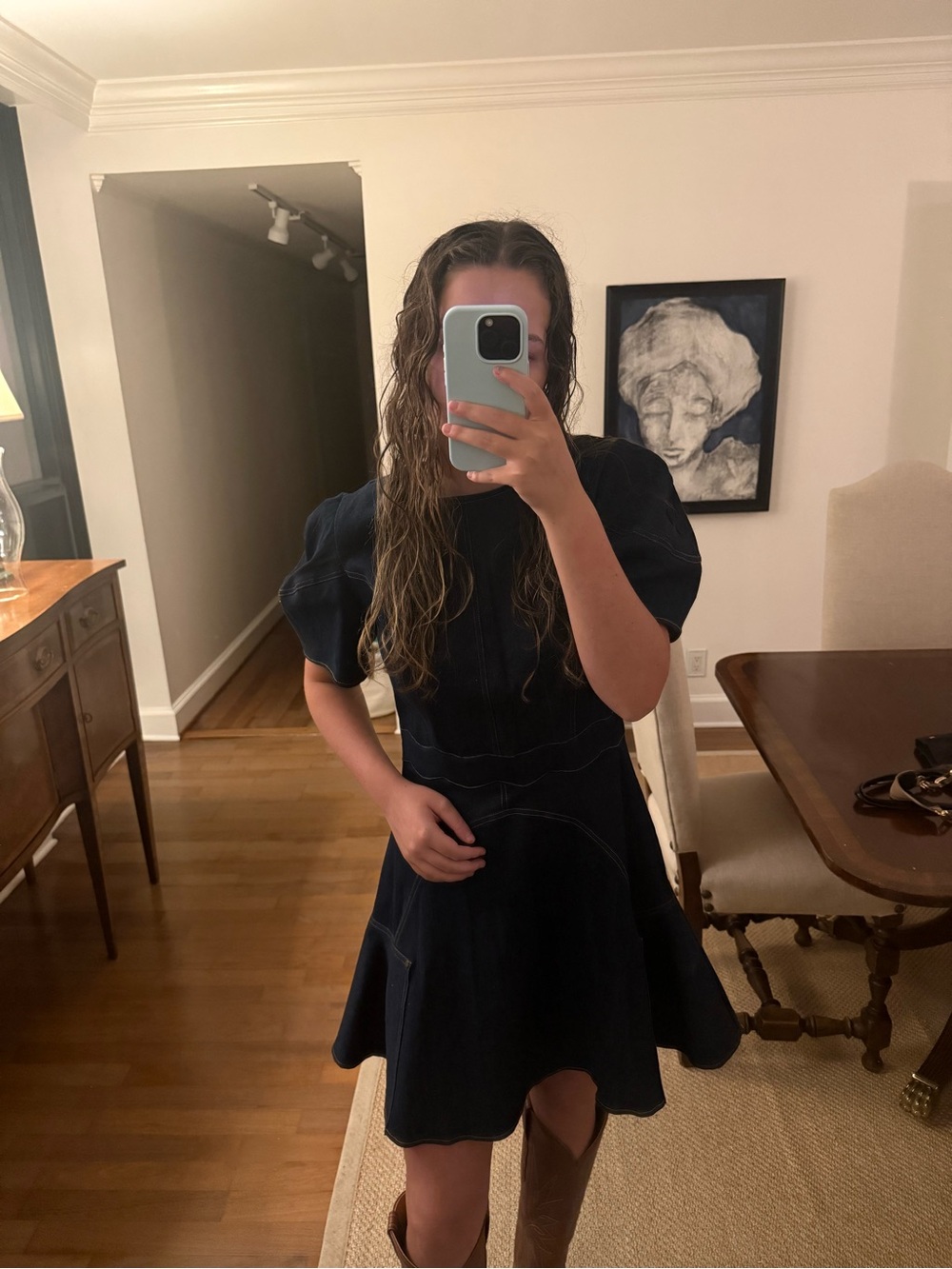 Nordstrom Dark Blue Denim Mini Dress - Picture 3 of 3